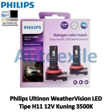 Philips Ultinon LED H11 Access 6000K Putih / Weather Visi 3500K Kuning H11 Kuning