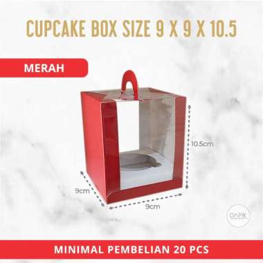 Cupcake Box Mika 9x9x10.5, Kemasan Makanan, Packaging Makanan, Dus Cupcake Merah