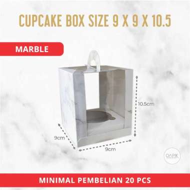 Cupcake Box Mika 9x9x10.5, Kemasan Makanan, Packaging Makanan, Dus Cupcake Marble