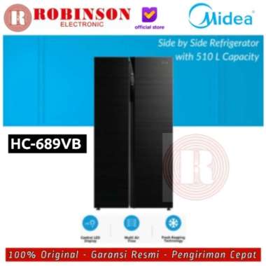 MIDEA KULKAS SIDE BY SIDE BLACK 510 LITER - HC-689VB
