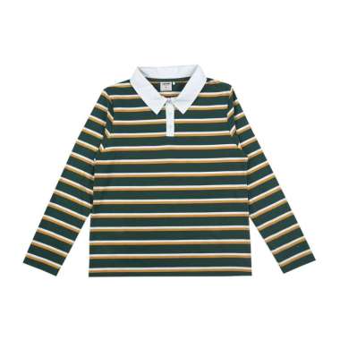 3Second Women's Collar T-Shirt Long Sleeve Regular Fit Stripe Tee Geneva HP-C101224 XL Blue