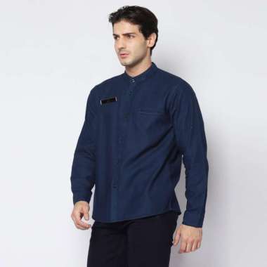 2nd RED Kemeja Denim Glorys Krah Mandarin K-Bobok Biru Navy 182505 XL