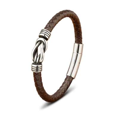 RUSHKAV GENUINE LEATHER BRACELET gelang tali gelang pria gelang kulit + FREE BREWYN POUCH BROWN