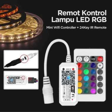 Mini Wifi Controller + 24Key IR Remote Lampu LED RGB