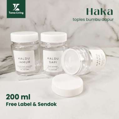 TAMA LIVING Haka Toples Bumbu Dapur 200 ml Free Label dan Sendok Toples Plastik Jar Bumbu Dapur Teh