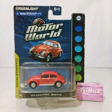 Green Light Motor World Classics Diecast Mobil VW 1/64 Volkswagen Series VWBeetleMerah