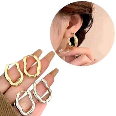 Sonnet U Shape Wave Hoop Earrings Anting Gelombang Hoops Fashion ER Sonnet U Gold