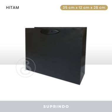 Premium Paper Bag BESAR/Kantong kado TEBAL uk. P35 x L12 x T28 cm HITAM