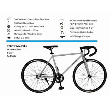 SEPEDA FIXIE ODESSY RM 1050 REM TORPEDO STANG BALAP 700cc Black Orange