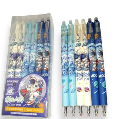 PULPEN GEL BISA DIHAPUS MODEL CLICK KARAKTER KARTUN ISI 12 PULPEN K9836