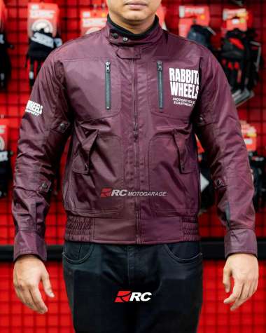 Jaket Motor - Rabbit and Wheels Bomber Motorsport Maroon Jacket Original XL