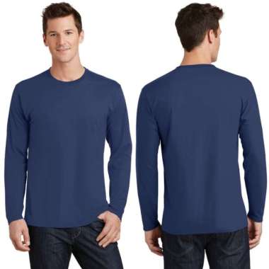 Kaos Tshirt Baju Murah Combed 30S Distro Navy Biru Dongker banyak warna LENGAN PANJANG sablon bordir