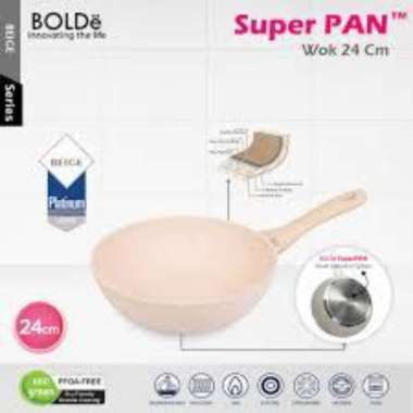 Panci Bolde Wok Pan 24 cm Beige Granite