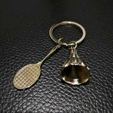 GANTUNGAN KUNCI RAKET DAN SHUTTLECOCK - KEY CHAIN- AKSESORIS TAS RAKET BADMINTON