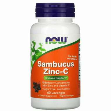Now Foods Sambucus Zinc-C Immune Support With Zinc and Vitamin C isi 60 Tablet Hisap