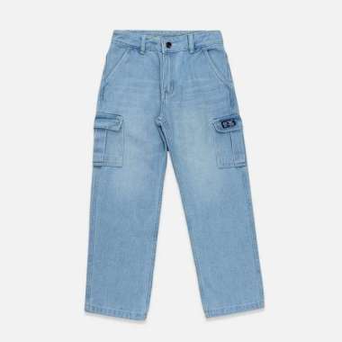 Jeans/ Celana Panjang Denim Anak Laki/ Rodeo Junior Blue Denim Cargo 12 tahun