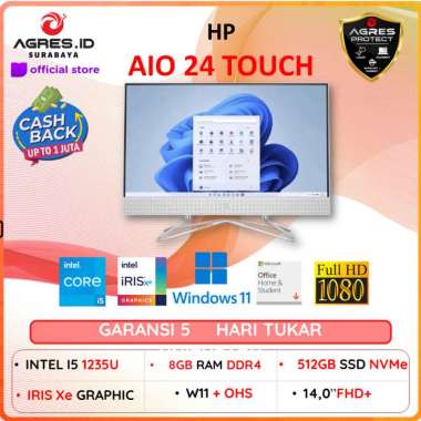 PC Desktop Hp AIO 24 TOUCH INTEL CORE I5 1235 RAM 8gb SSD 512gb Windows 11 + Office Home Student 23.