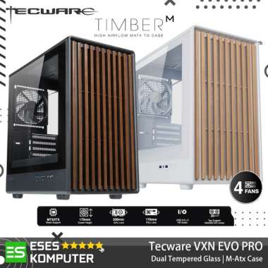 Case Tecware TIMBER M Earthy Aesthetic | M-ATX Casing with Pre-Installed 4X Fans Hitam
