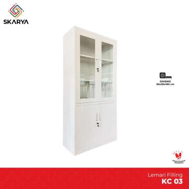 Lemari Arsip Lemari Besi Filling Cabinet Pintu Kaca KC 03 (Baru) LUAR KOTA + KAYU