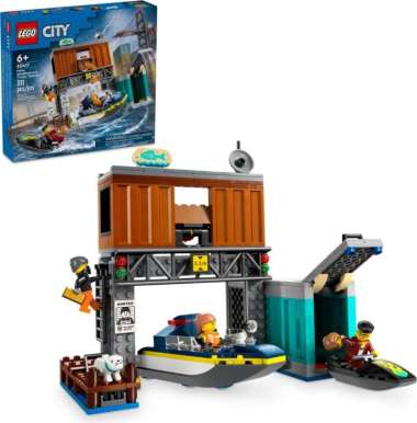 LEGO City - 60417 Police Speedboat and Crooks Hideout Set Building Kid Toy Water Scooter Town Model 