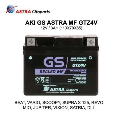 GS Astra GTZ4V Yamaha YTZ4V Aki Motor Kering Scoopy, Beat, Vixion, Mio GS Astra