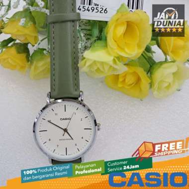 CASIO ORIGINAL - JAM WANITA ANALOG KULIT HIJAU CASIO LTP-VT03L-3BDF JAM CASIO LTP VT03L 3B - KULIT C