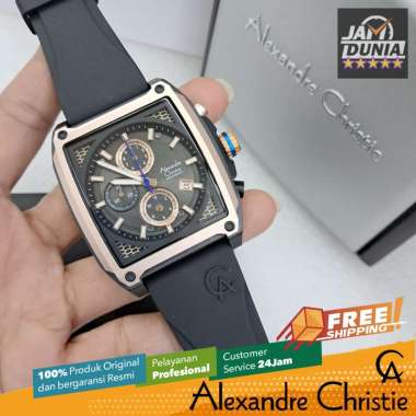 JAM ALEXANDRE CHRISTIE PRIA 6614 AC6614 AC 6614 BLACK ROSE GOLD ORIGINAL NG RS JAM TANGAN PRIA ALEXA