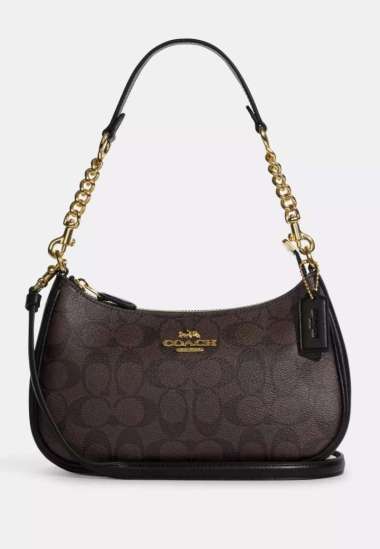 Coach Teri Shoulder Bag In Signature Canvas Brown Black