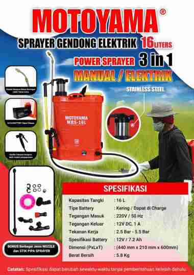 Motoyama Alat Semprot Hama Tanaman 3in1 Sprayer Gendong Elektrik Manual 16 liter
