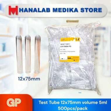 GP Test Tube / Tabung reaksi Plastik 12X75mm Volume 5ml MATERIAL Polystyrene 500/pack