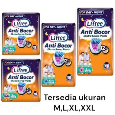 Lifree Anti Bocor Ekstra Serap Pants M10 L8 XL6 XXL5 Lifree Popok Dewasa Celana- XL-6pcs