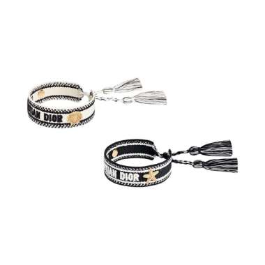 Christian Dior Bracelet Set Cotton with Gold-Finish Metal Black and White Multi