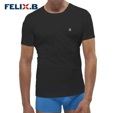 Felix.B Men's T-Shirt Round Neck Black FB3107-11 Isi 1 Pc - T-SHIRT Terbaru Felix.B XL