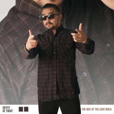 DGM Kemeja Pria Corduroy Panjang Motif Kotak Kotak Premium Limited Edition Kemeja Corduroy Coklat 26