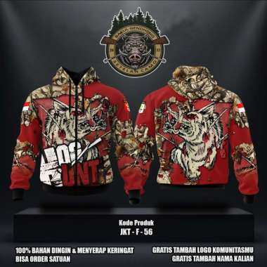 JAKET CAMO CUSTOM KERAH HOODIE JTF 56 / JAKET HUNTING / JAKET PERBAKIN / JAKET KAMUFLASE (SC2061) M