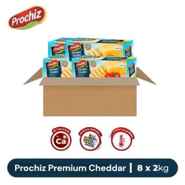 Prochiz Premium Cheddar Cheese Keju 1 Karton ( 8 x 2kg )