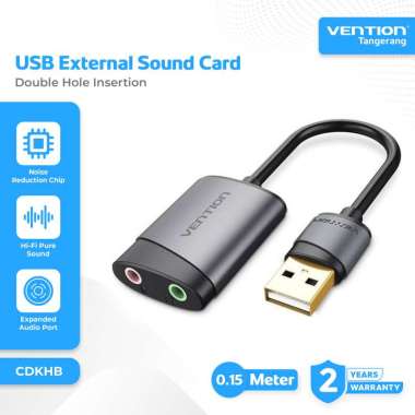 Vention USB Sound Card External Adapter For PC Metal Type Expanded Audio Port - CDKHB