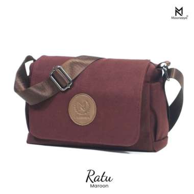 MOONZAYA - Tas Ratu By Moonzaya Tas Selempang Wanita Tas Selempang Unisex Maroon