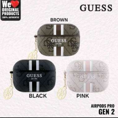 Case Airpods Pro 2 - GUESS PU Peony On 4G Charm - Original - Airpods Pro 2 BROWN