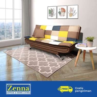 Zenna Sofa Bed Hugo / Sofa Tempat Tidur / Sofa Lipat / Sofabed KUNING COKLAT B