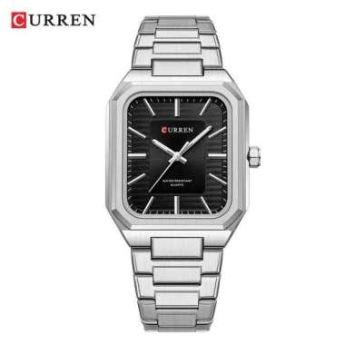 CURREN 8457 Jam Tangan Pria Wanita Analog Stainless Steel Stalking store Silver Hitam
