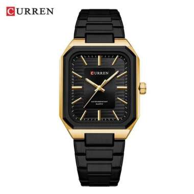 CURREN 8457 Jam Tangan Pria Wanita Analog Stainless Steel Stalking store Gold Hitam