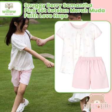 Setelan Anak - Snuggy Berry Samantha Pink Set Stl Merah Muda Faith Love Hope 3-4Y