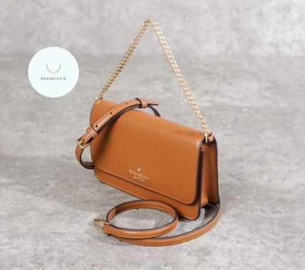 Kate Spade GHW Flap Chain Shoulder Bag in Camel