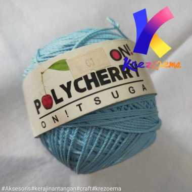 Benang polycherry benang rajut Per 1 Roll Biru muda