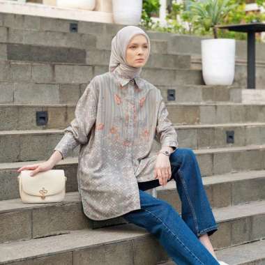 Heaven Lights - Ruby Tunic - Atasan Tunik Motif Wanita Muslim XS Pearl