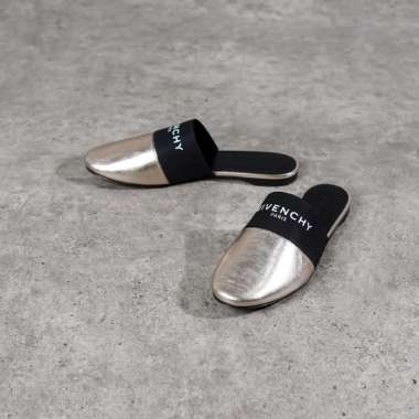 Sandal GIVENCHY BEDFORD BAND BLACK GOLD FLAT MULES 100% ORIGINAL 39