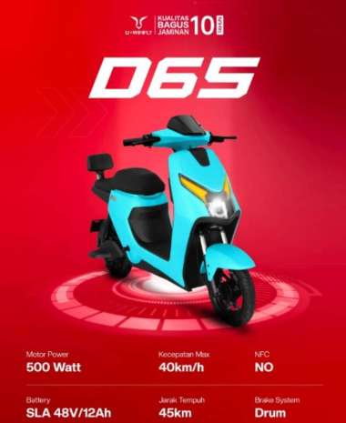 Sepeda Listrik Uwinfly D65 500 Watt E Bike New Model Biru