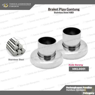 BRAKET BULAT BRACKET PIPA RING TOPI GANTUNG KE DINDING STAINLESS STEEL 1 PASANG 1 SET ISI 2 PCS ABD