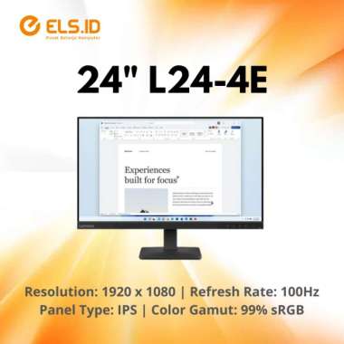 Monitor Lenovo LED L24-4E 24" Full HD IPS 100Hz 99% sRGB